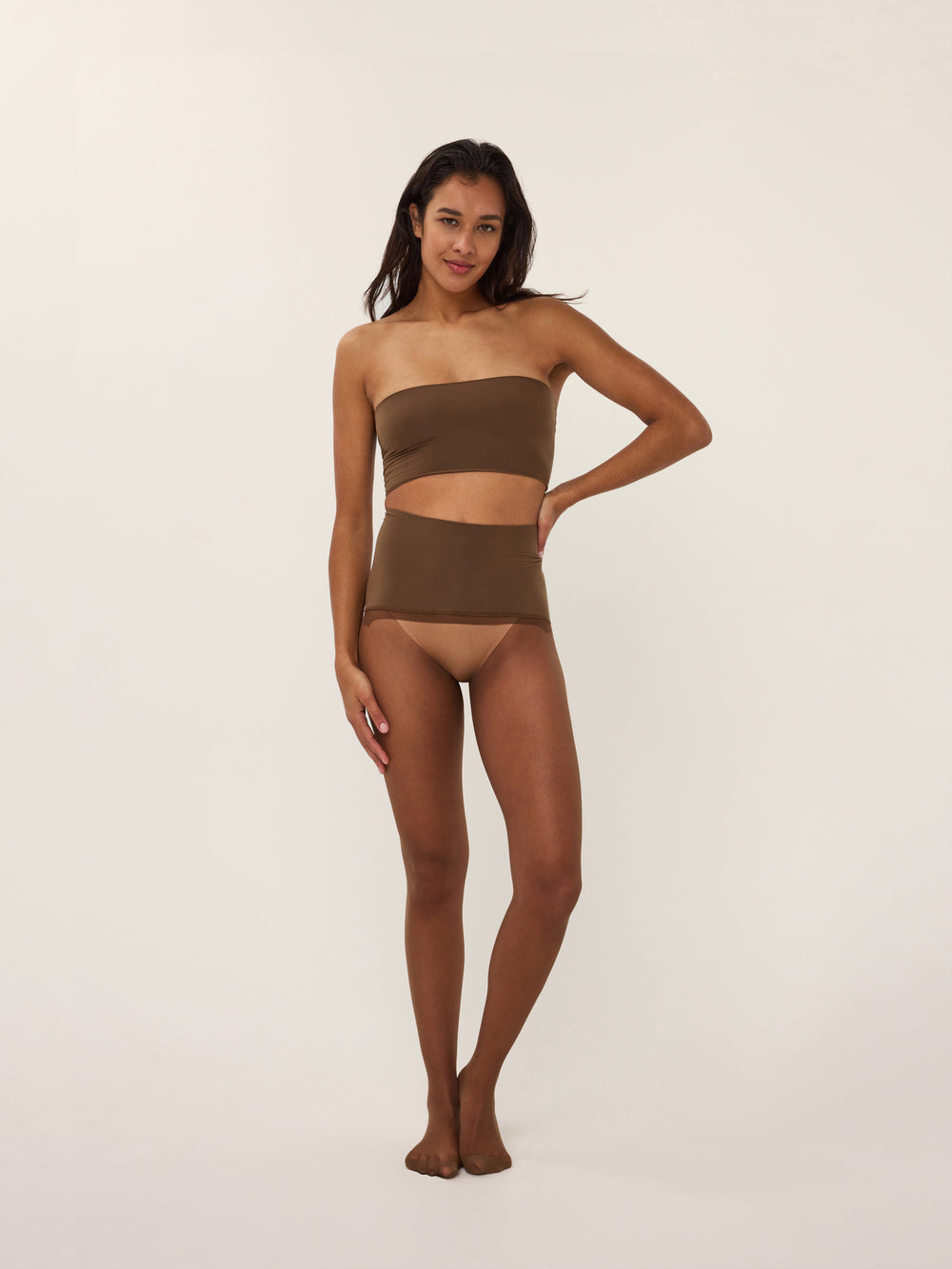 Bruine doorschijnende panty