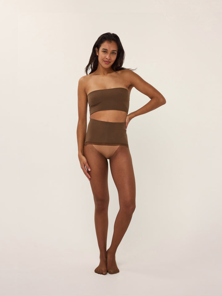 Bruine doorschijnende panty