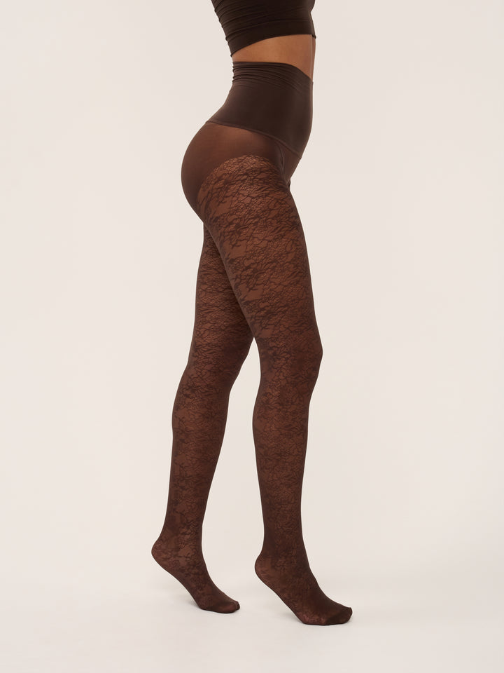 Bruine kanten panty voor dames van So Tight 
