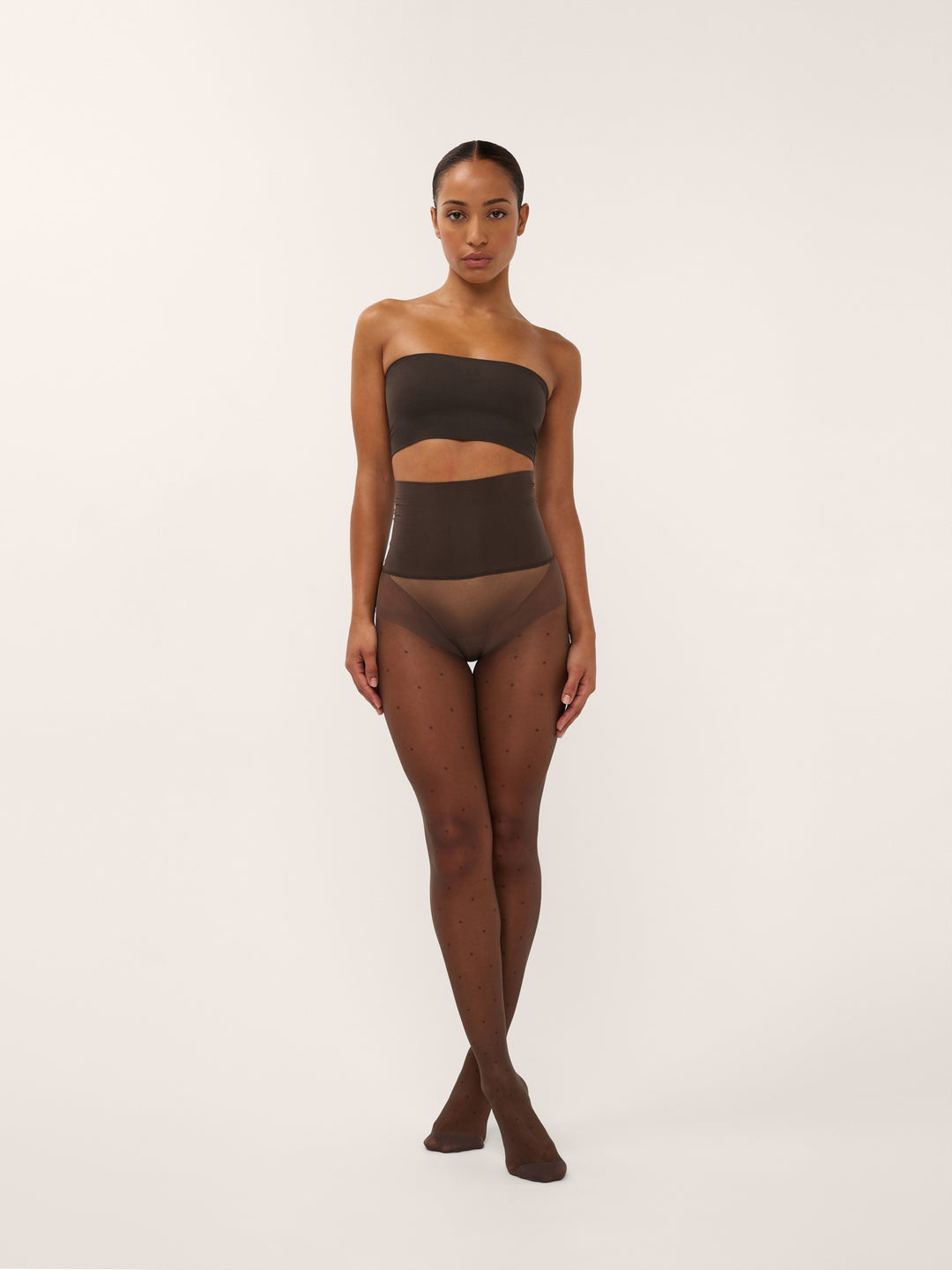 Bruine panty met subtiele stippen voor dames van So Tight