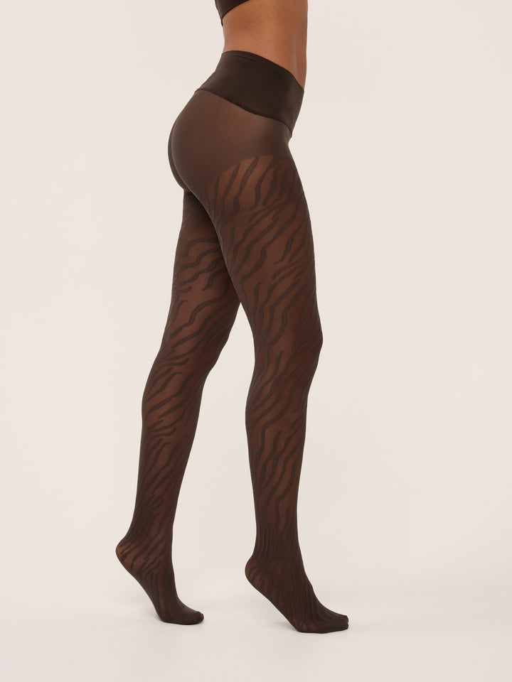 Bruine zebra panty print van So Tight